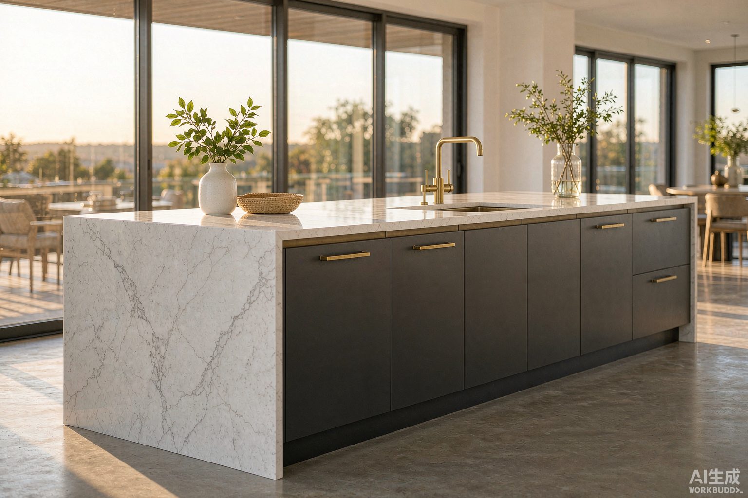 Marble kitchen countertop
